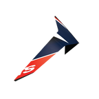Alpinestars Supertech R10 Team Standard Spoiler, tilbehør til motorcykelhjelm, sort carbon, rød fluo og mat mørkeblå, aerodynamisk vingelignende design med en vinklet profil, med et hvidt S-logo, officiel reservedel til S-R10 hjelme