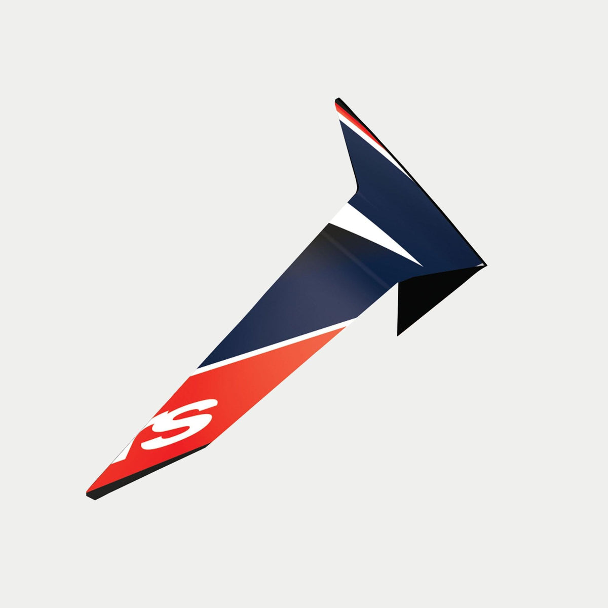 Alpinestars Supertech R10 Team Standard Spoiler, motorcykelhjelm-tilbehør, sort carbon, fluoriserende rød og mørkeblå mat, aerodynamisk design med grafiske mønstre og hvid branding, officiel reservedel til S-R10-hjelme