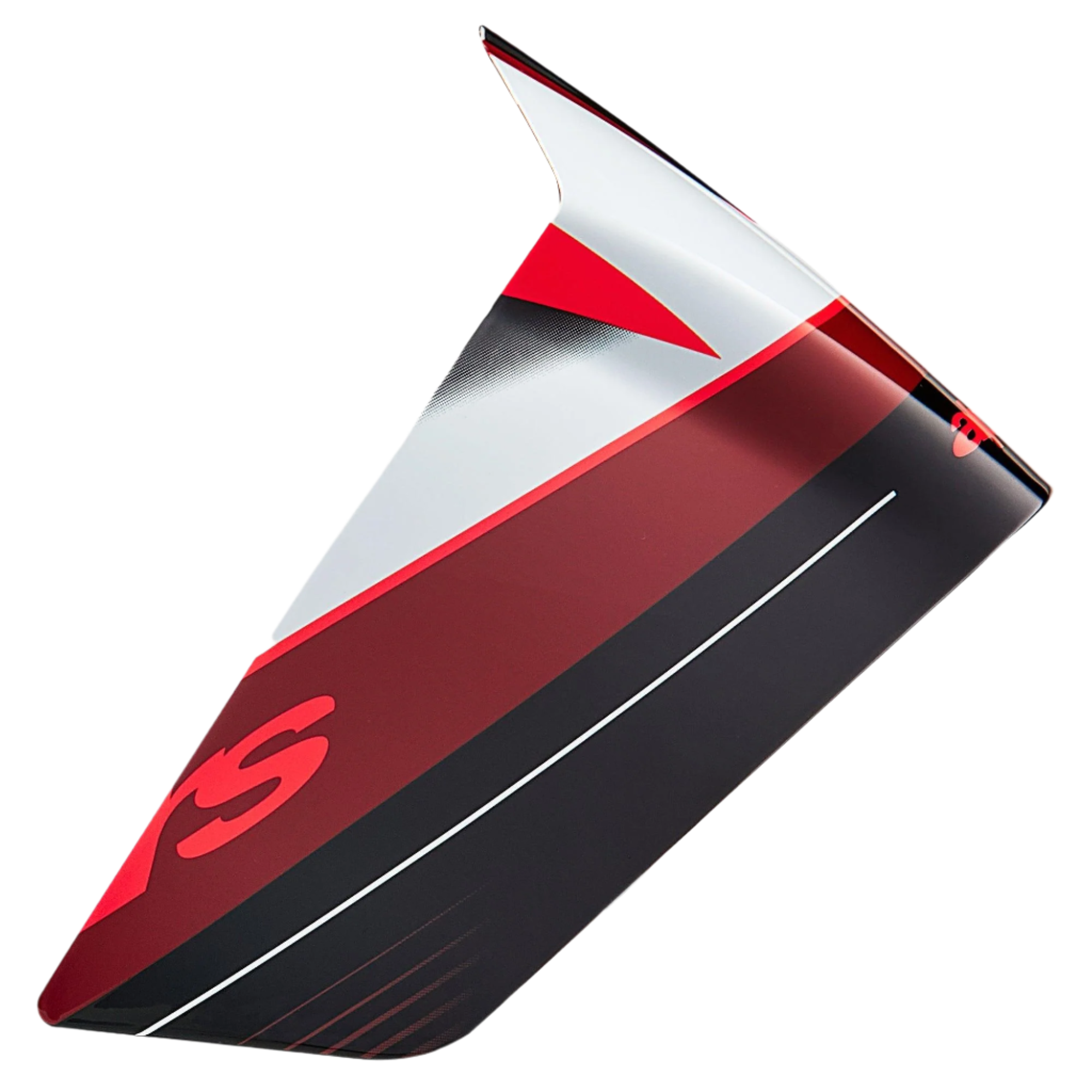 Alpinestars Supertech R10 Team Race Spoiler, hjelmtilbehør, sort carbon, rød og hvid i højglans, aerodynamisk reservedel med kantet grafik og strømlinet profil