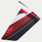 Alpinestars Supertech R10 Team Race Spoiler, hjelmtilbehør, sort carbon, rød og hvid blank, aerodynamisk reservedel med skarpe vinkler og grafiske mønstre, blank finish til racerhjelme