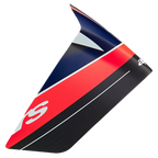 Alpinestars Supertech R10 Team Race Spoiler, hjelmtilbehør, sort carbon, fluorescerende rød og mat mørkeblå, aerodynamisk vinge-profil, mat finish med markante farvepaneler, reservedel til motorcykel-racerhjelme