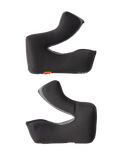 Alpinestars S-M3 Cheek Pad Set +5MM, Motocross helmet replacement pads, black textured fabric with gray mesh edges, ergonomic contoured design, moisture-wicking material for enhanced comfort and secure fit