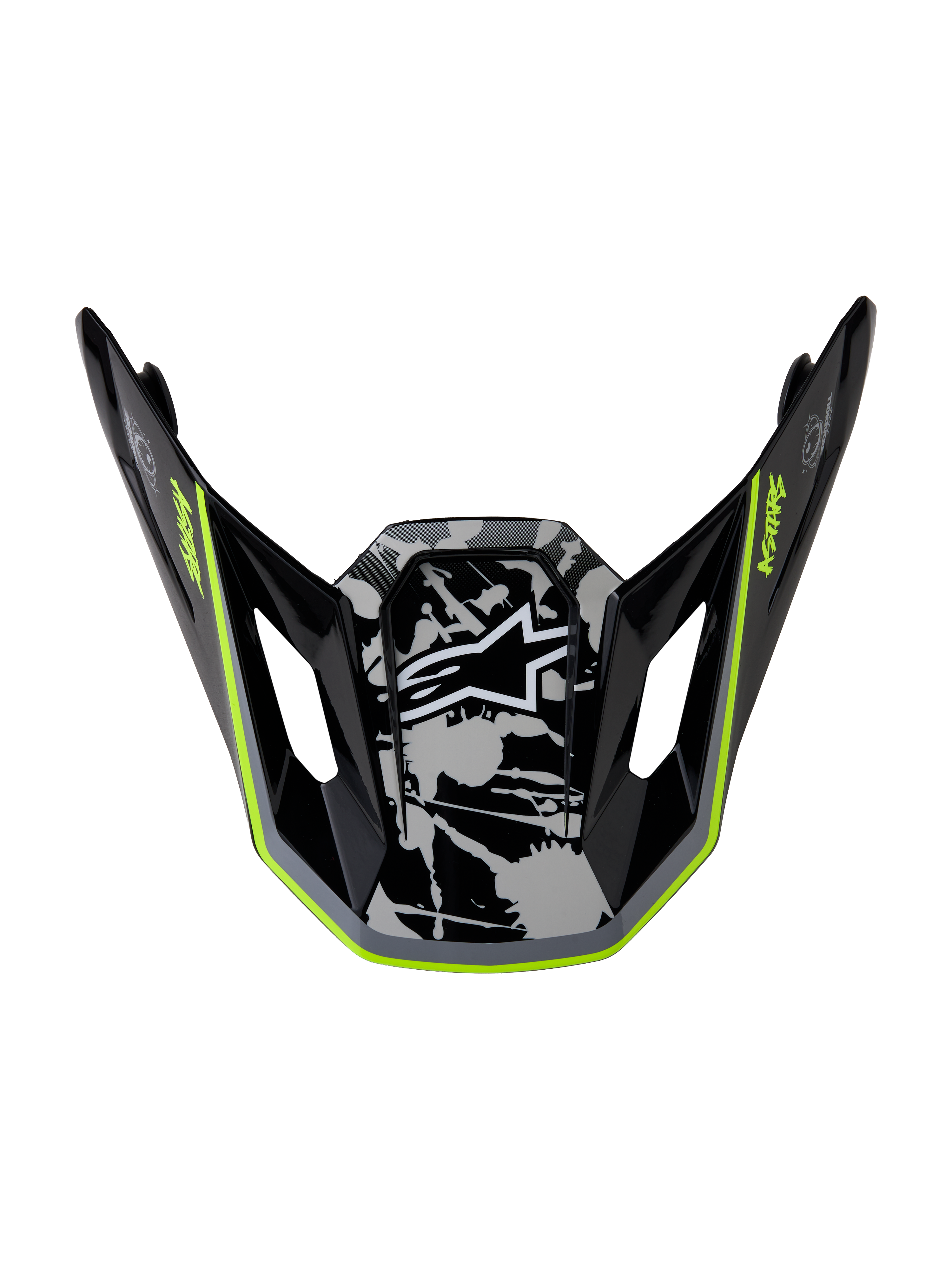 Alpinestars S-M7 Blaster visir, tilbehør til motocrosshjelm, sort, grå og neongul, til off-road kørsel.