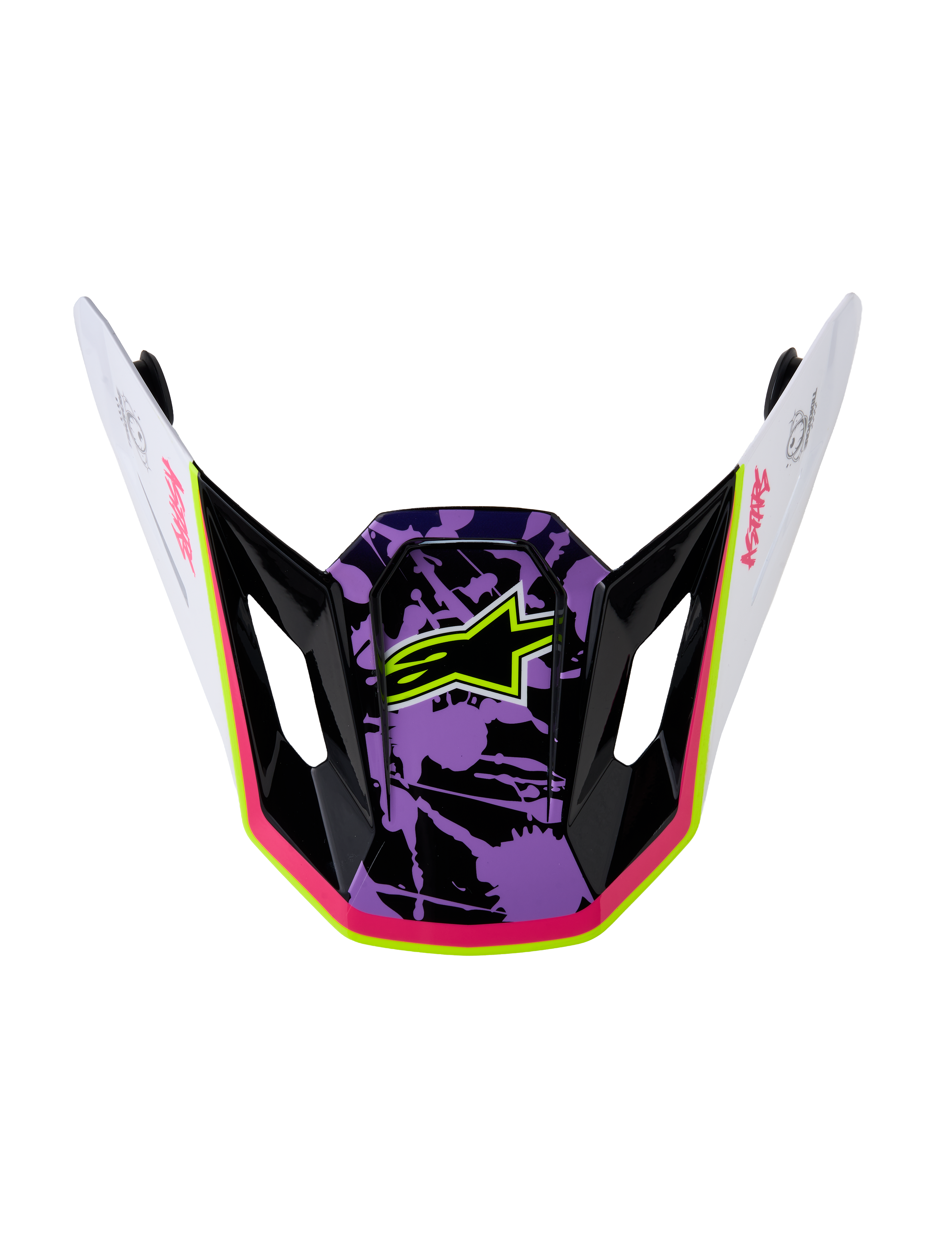 Alpinestars S-M7 Blaster Visir, reservevisir til motocrosshjelm i lilla, pink og hvid højglans med stjernelogo