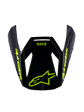 Alpinestars S-M3 Youth Radium Visir, erstatningsvisir til motocrosshjelm, sort gul fluo blank, med gul Alpinestars-branding og stjernelogo på fronten, aerodynamisk design til off-road hjelme til unge
