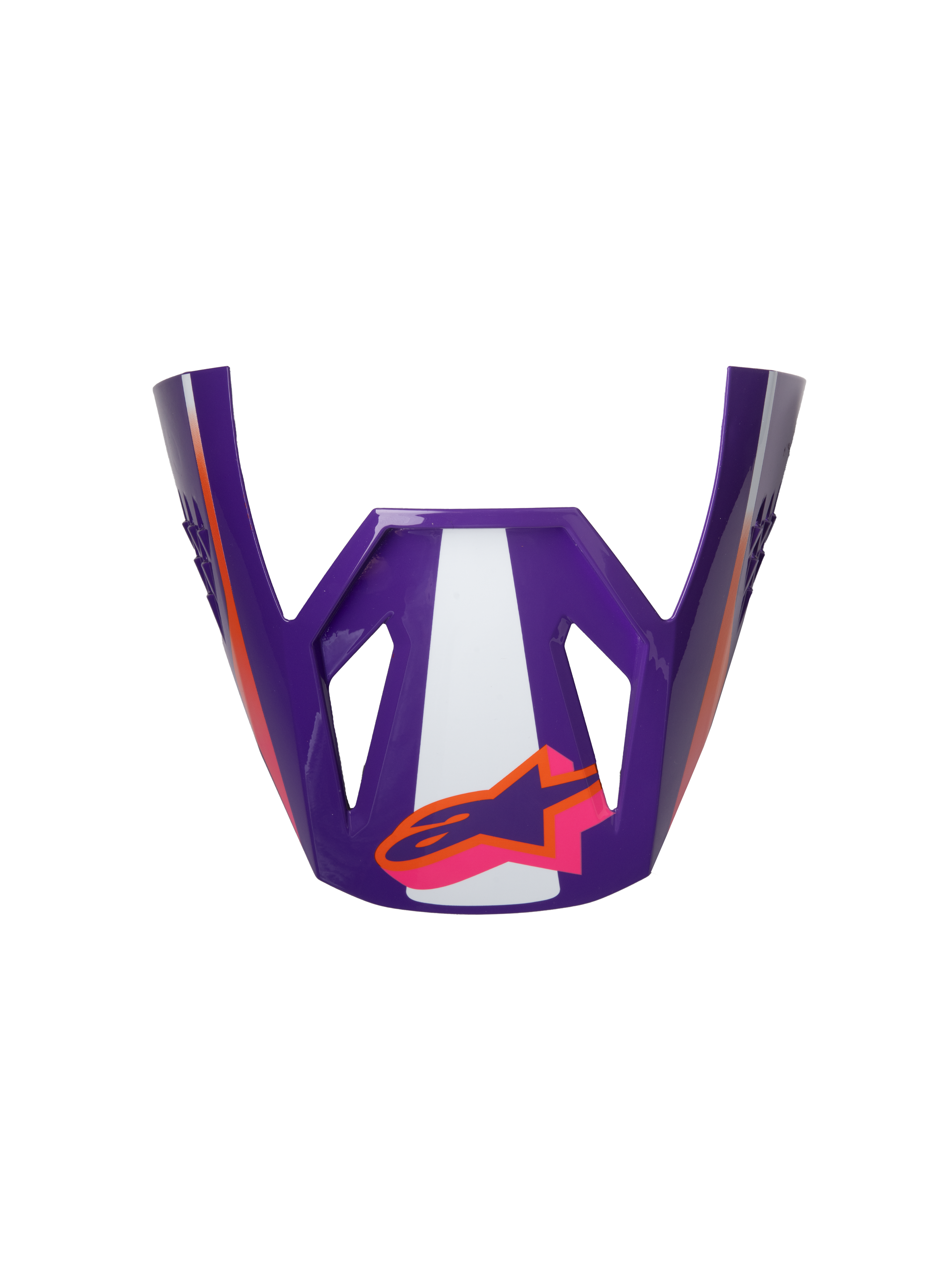Alpinestars S-M3 Heat ECE06 motorcykelhjelm visir, racing visir, lilla, hvid og pink, blank finish, orange detaljer med stjerne-logo, kantet design med sportslige udskæringer