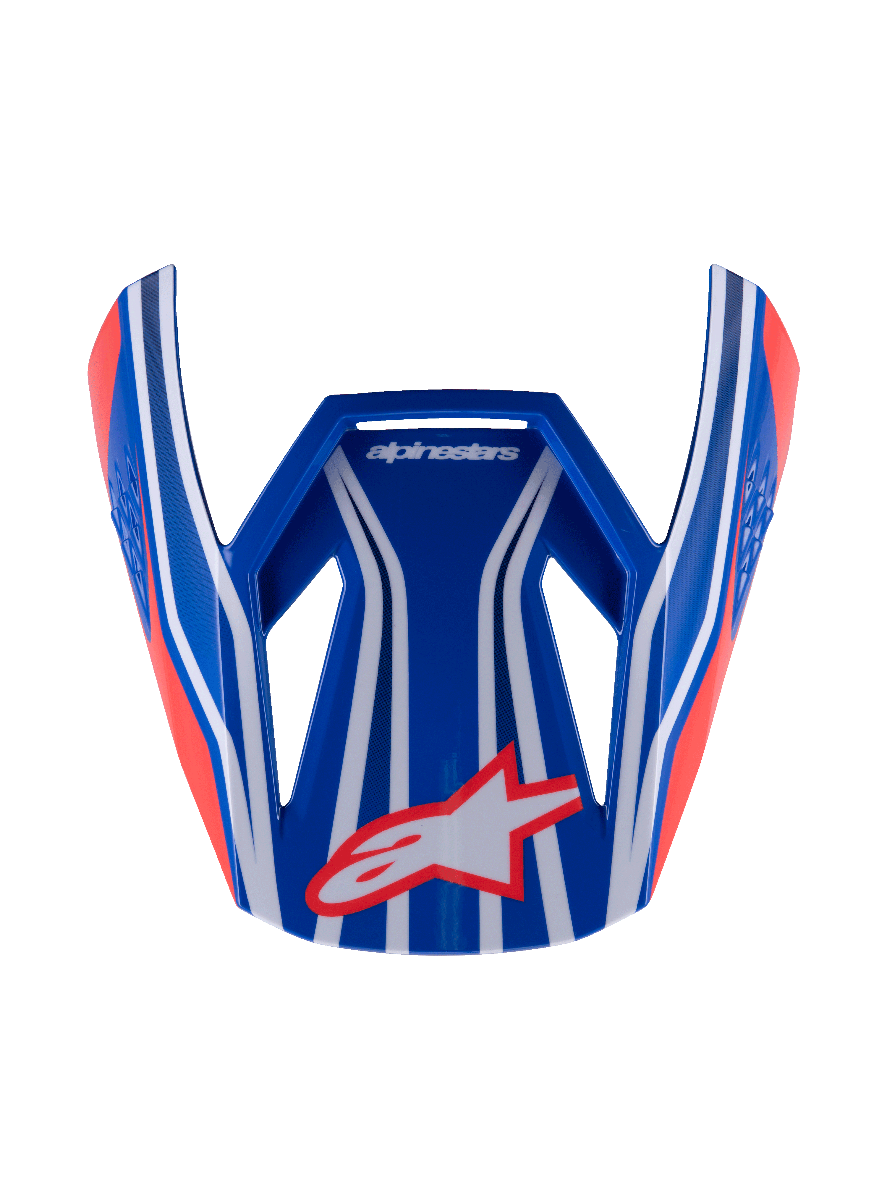 Alpinestars S-M3 Youth Wurx visir, motocrosshjelm visir, blå, rød og hvid med sorte detaljer, blank finish med markante striber og Astar-logo, vinklet aerodynamisk erstatningsskygge til MX-hjelme til unge
