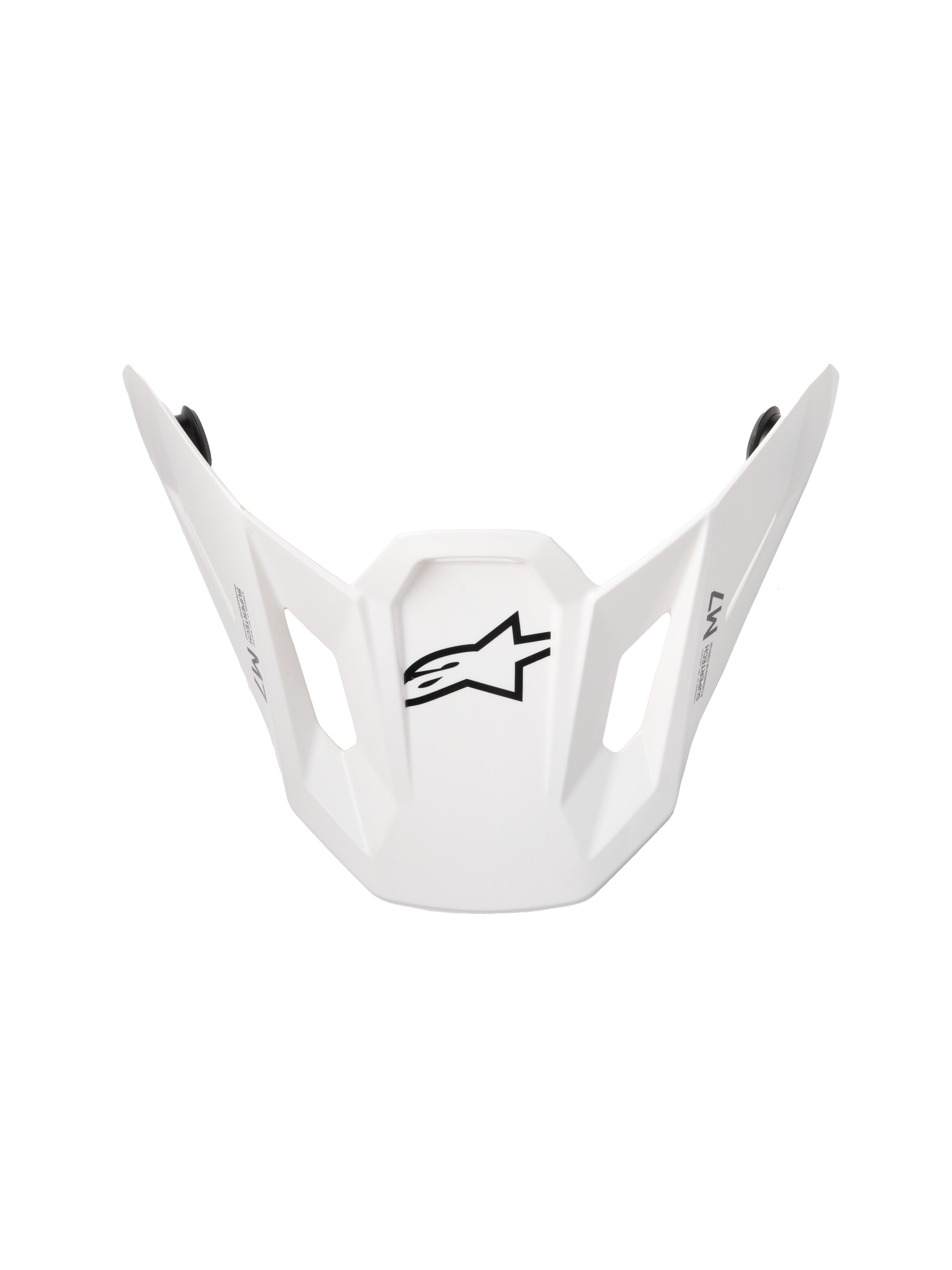 Alpinestars S-M7 Solid ECE06 Visor, erstatningsskygge til motocrosshjelm, hvid blank finish, med sort stjernelogo, vinklet aerodynamisk design med rektangulære ventilationsudskæringer, kompatibel med S-M7 hjelme