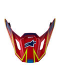 Alpinestars S-M7 Cast Visir, officiel motocross-reservedel i blank rød med fluoriserende gul og blå grafik.