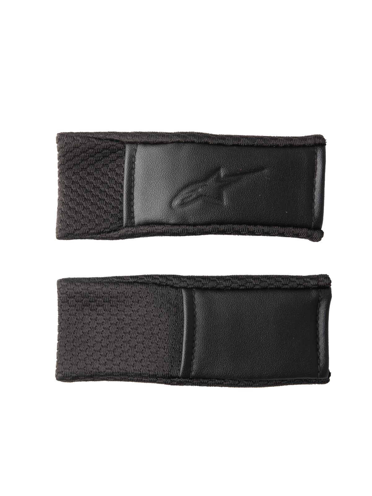 Alpinestars S-M7 hageremssæt, sort, udskiftelige dæksler til hagerem med tekstureret grebsmønster og præget logo, syede kanter, motocross hjelmtilbehør