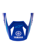 Alpinestars Yamaha S-M3 Visir ECE 22.06, udskiftningsvisir til hjelm, blank blå med hvide og lyseblå geometriske detaljer, med hvidt Yamaha-logo og blåt Alpinestars Astar-logo, officiel reservedel til motocrosshjelme