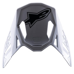 Alpinestars S-M8 Factory Visir, tilbehør til motocrosshjelm, hvid med sort Alpinestars-logo, erstatningsskygge med aerodynamiske udskæringer og klik-på-design til Supertech M8-hjelme