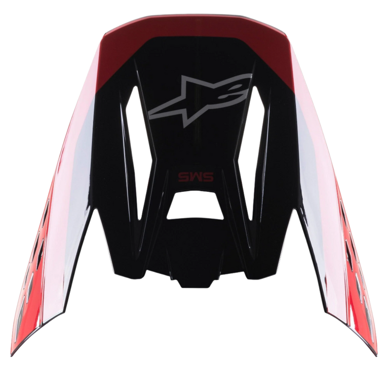 Alpinestars S-M5 Beam sort og rød blank visir, reservedel til motocrosshjelm, blank finish med røde detaljer, med Astars-logo og SM5-tekst, designet til off-road og motocross