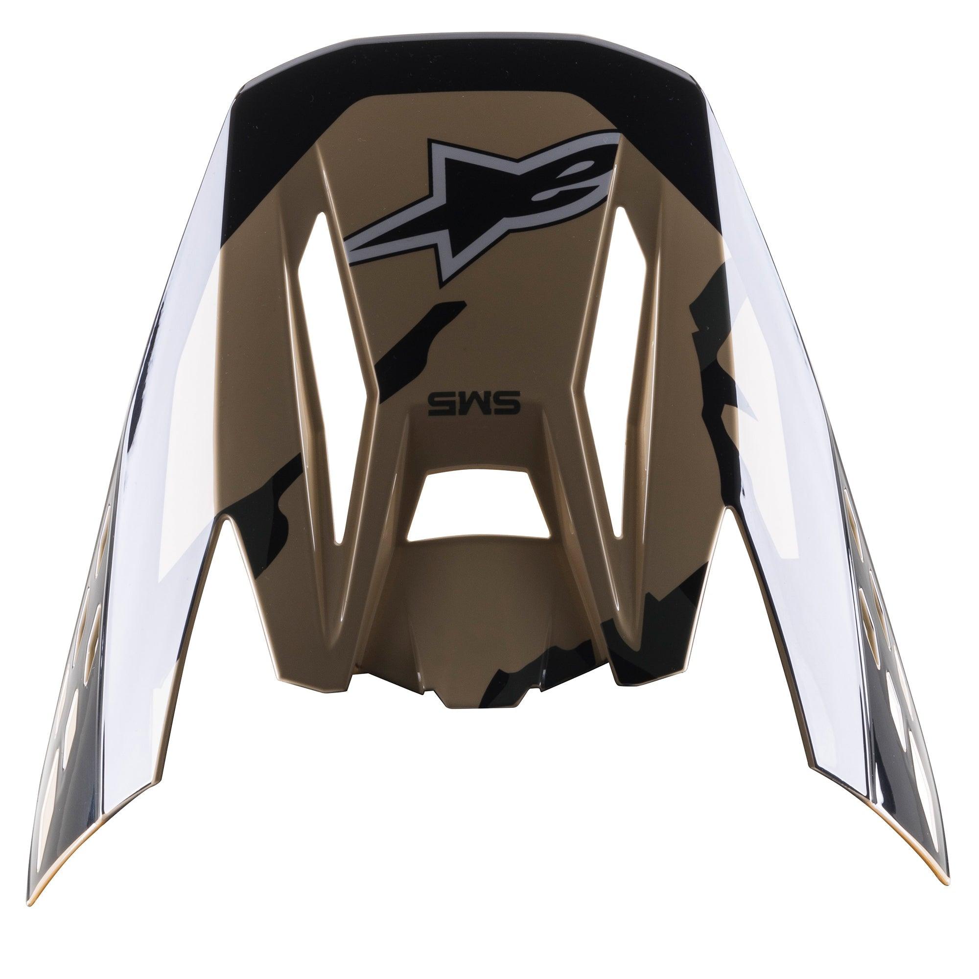 Alpinestars S-M5 Rover visir, erstatningsvisir til motocrosshjelm, Sand Tangerine Camo Glossy, brunt og sort camouflage-mønster med en højglans-finish, med Alpinestars stjernelogo og SM5-branding