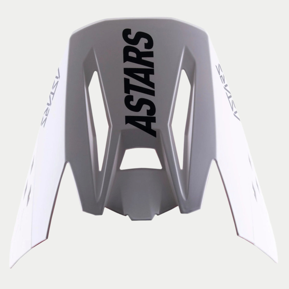 Alpinestars S-M5 Rayon Visir, udskiftningsvisir til motocross-hjelm, grå med markant sort ASTARS-branding på toppen og siderne, mat finish, vinklet design med ventilationsudskæringer til off-road-præstationer