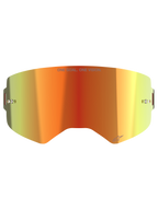 Alpinestars Supertech Mirror Linse, reserve-linse til motocross-briller, Mirror Red med orange og gul gradient, med "ONE GOAL. ONE VISION." tekst, indbyggede tear-off-stifter og reflekterende finish til off-road racing