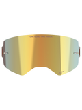 Alpinestars Supertech Mirror Linse, udskiftningslinse til motocrossbriller, Mirror Gold-finish, med 'ONE GOAL. ONE VISION.' tekst og Alpinestars-logo, inkluderer side-tear-off-poster, holdbart polykarbonat til off-road racing