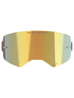 Alpinestars Supertech Mirror Linse, udskiftningslinse til motocrossbriller, Mirror Gold-finish, med 'ONE GOAL. ONE VISION.' tekst og Alpinestars-logo, inkluderer side-tear-off-poster, holdbart polykarbonat til off-road racing