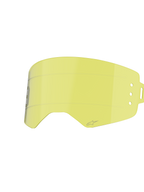 Alpinestars Supertech Roll Off-linse, tilbehør til motocross-briller, klar gul, med horisontale glide-linjer og side-monteringspunkter til roll-off-systemer, buet slagfast polycarbonat-design