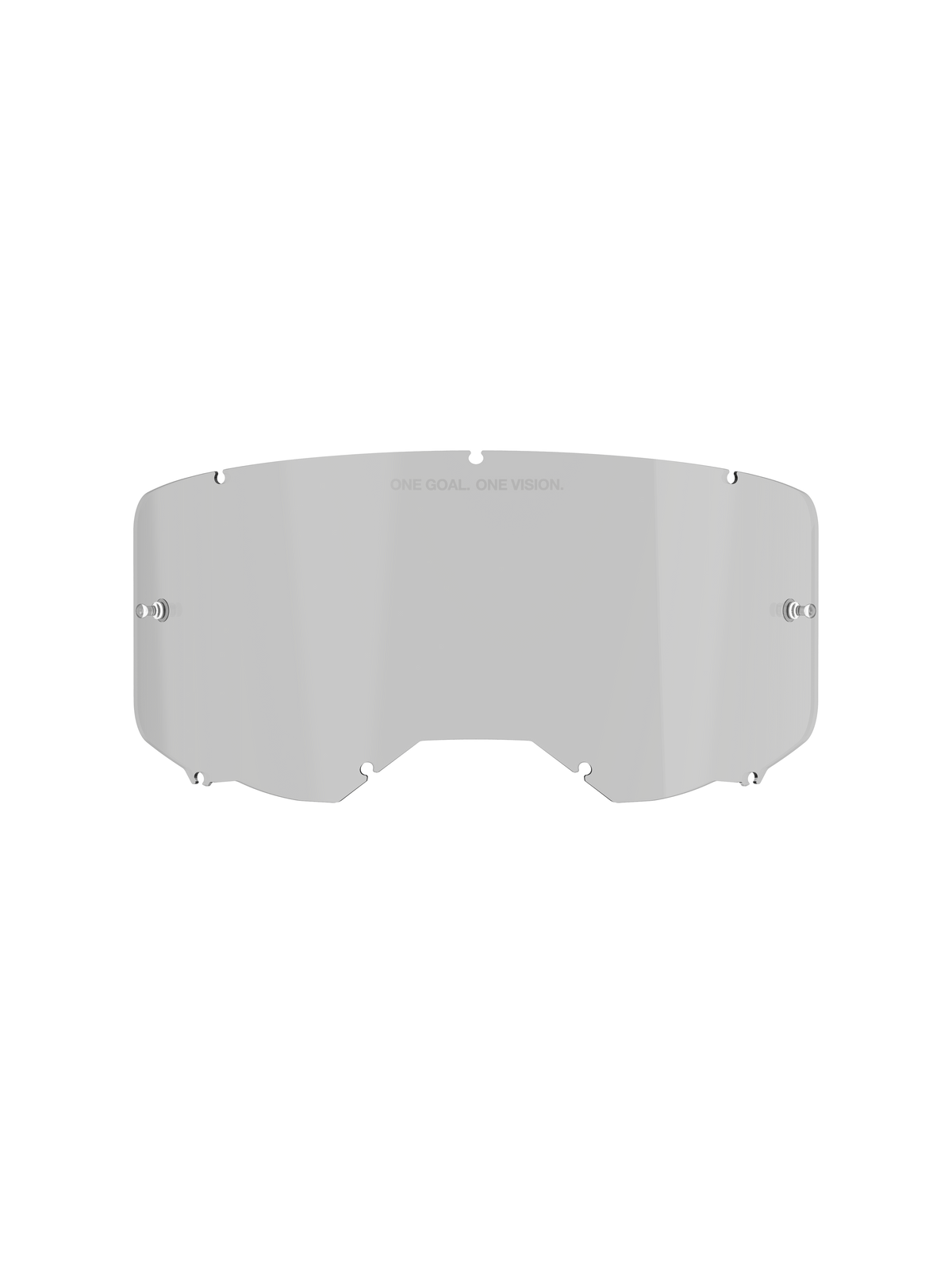 Alpinestars Vision 8-5-3 Smoke Lens, udskiftningslinse til motocross-briller, Medium Smoke-toning, polykarbonat-konstruktion med anti-dug og hård belægning, med 'One Goal. One Vision.' tekst øverst