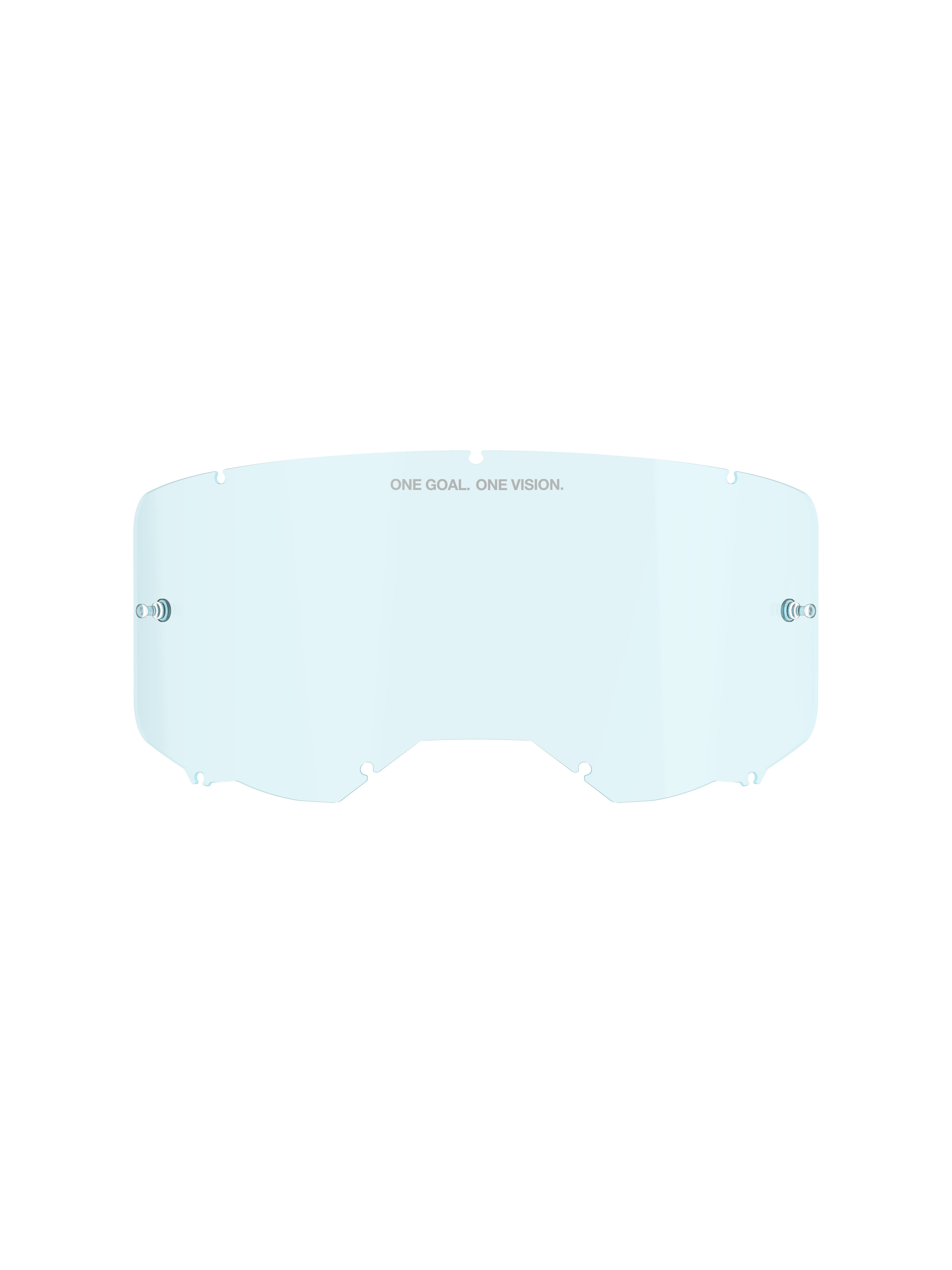 Alpinestars Vision 8-5-3 Smoke linse, udskiftningslinse til goggles, lyseblå semi-transparent toning, polycarbonat-konstruktion, buet design med "ONE GOAL ONE VISION" tekst, fastgørelsespunkter til tear-offs