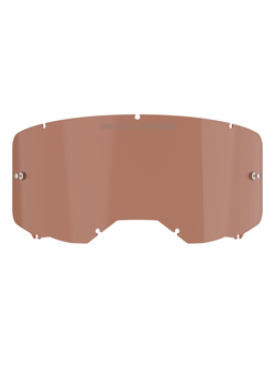 Alpinestars Vision 8-5-3 goggle-linse, Copper Rose farvetone, erstatningslinse til motocross-briller med 'ONE GOAL. ONE VISION.' tekst, buet polycarbonat-design med tear-off stifter til off-road racing