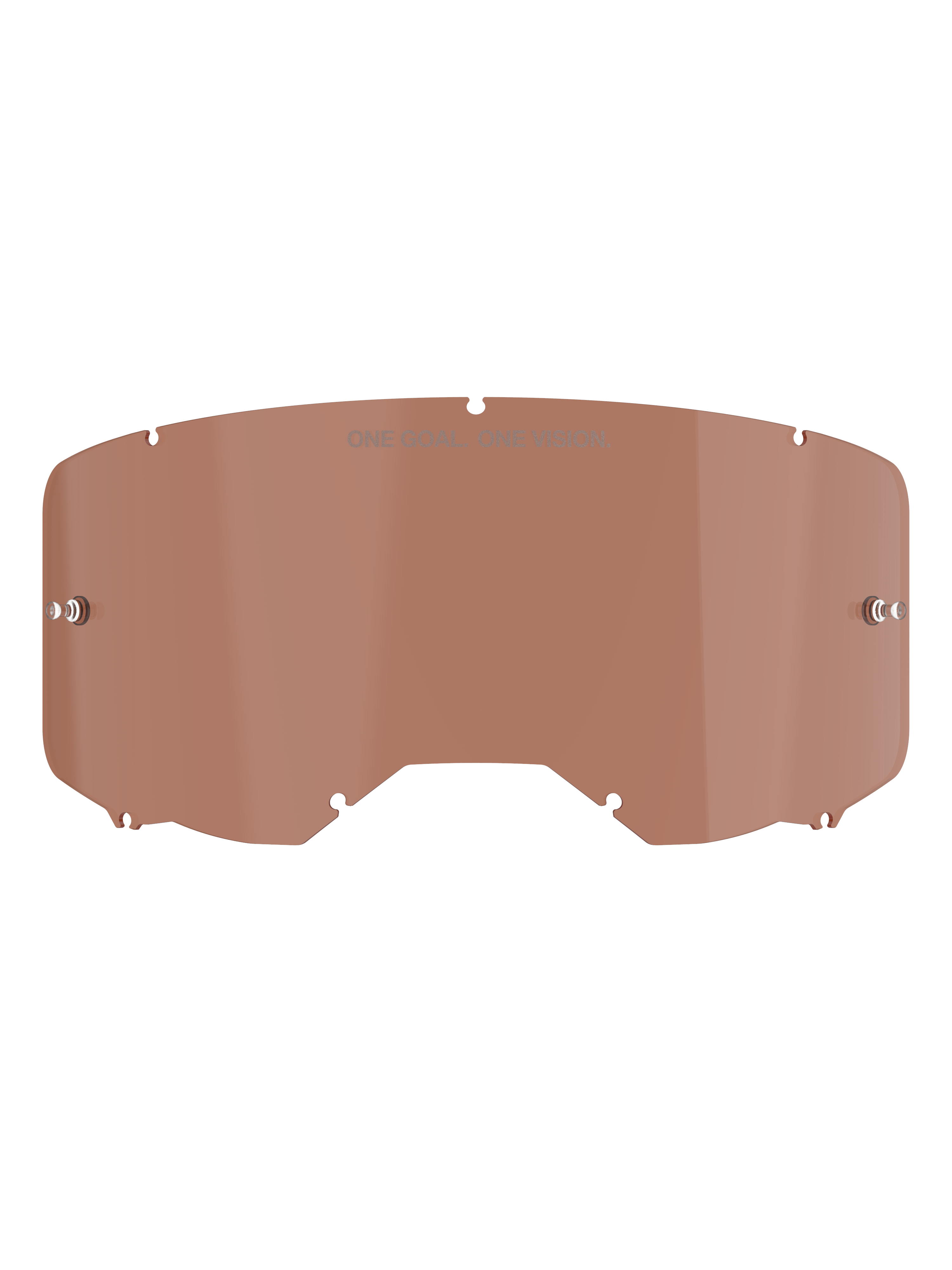 Alpinestars Vision 8-5-3 Goggle Lens, Copper Rose tint, replacement motocross goggle lens featuring "ONE GOAL. ONE VISION." text, curved polycarbonate design with tear-off pins for off-road racing