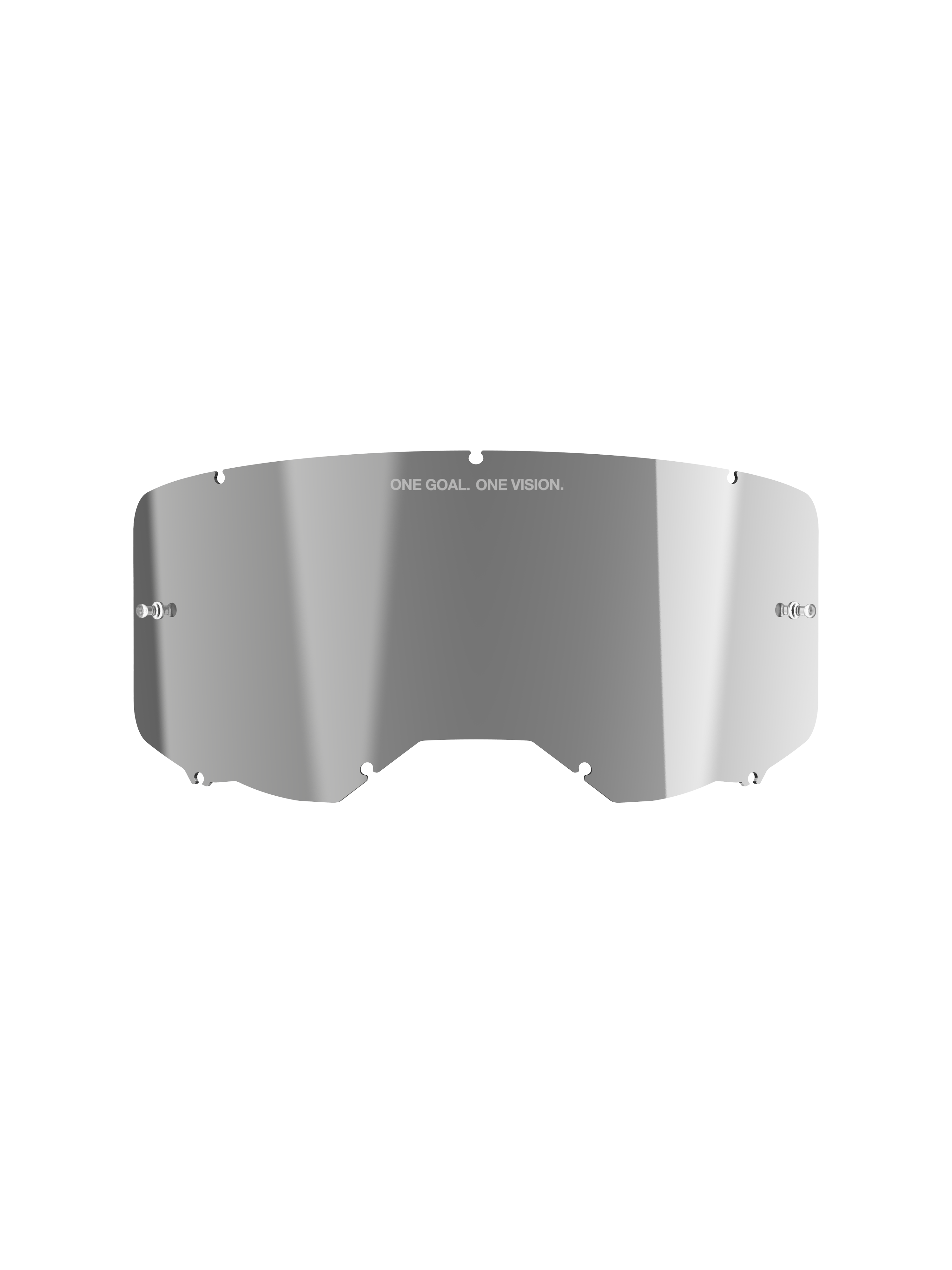 Alpinestars Vision 8-5-3 Mirror Linse, Mirror Silver reflekterende finish, buet polycarbonat-konstruktion med 'ONE GOAL. ONE VISION.'-branding, integrerede tear-off-poster, reservelinse til motocross-briller