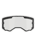 Alpinestars Vision 8-5-3 dobbeltlags linse, klar reservelinse til motocross-briller, med sort indvendig tætning og ventilationshuller i toppen, side-tear-off-poster, "ONE GOAL ONE VISION" branding på den øverste kant, tilbehør til off-road racing
