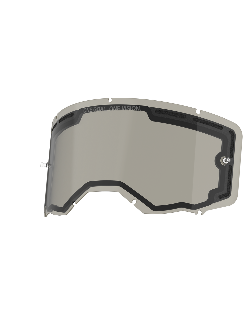 Alpinestars Vision 8-5-3 Dual Pane linse, røgfarvet, reservelinse til crossbriller med ventileret dobbeltlagskonstruktion, integrerede tear-off-poster og 'ONE GOAL. ONE VISION.'-branding, designet til motocross og off-road-kørsel