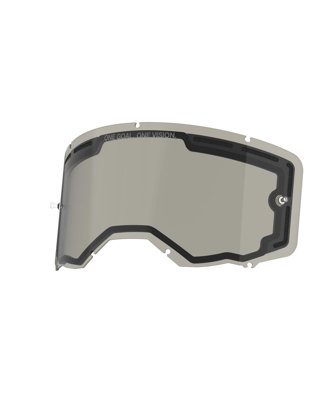 Alpinestars Vision 8-5-3 Dual Pane linse, røgfarvet, reservelinse til crossbriller med ventileret dobbeltlagskonstruktion, integrerede tear-off-poster og 'ONE GOAL. ONE VISION.'-branding, designet til motocross og off-road-kørsel