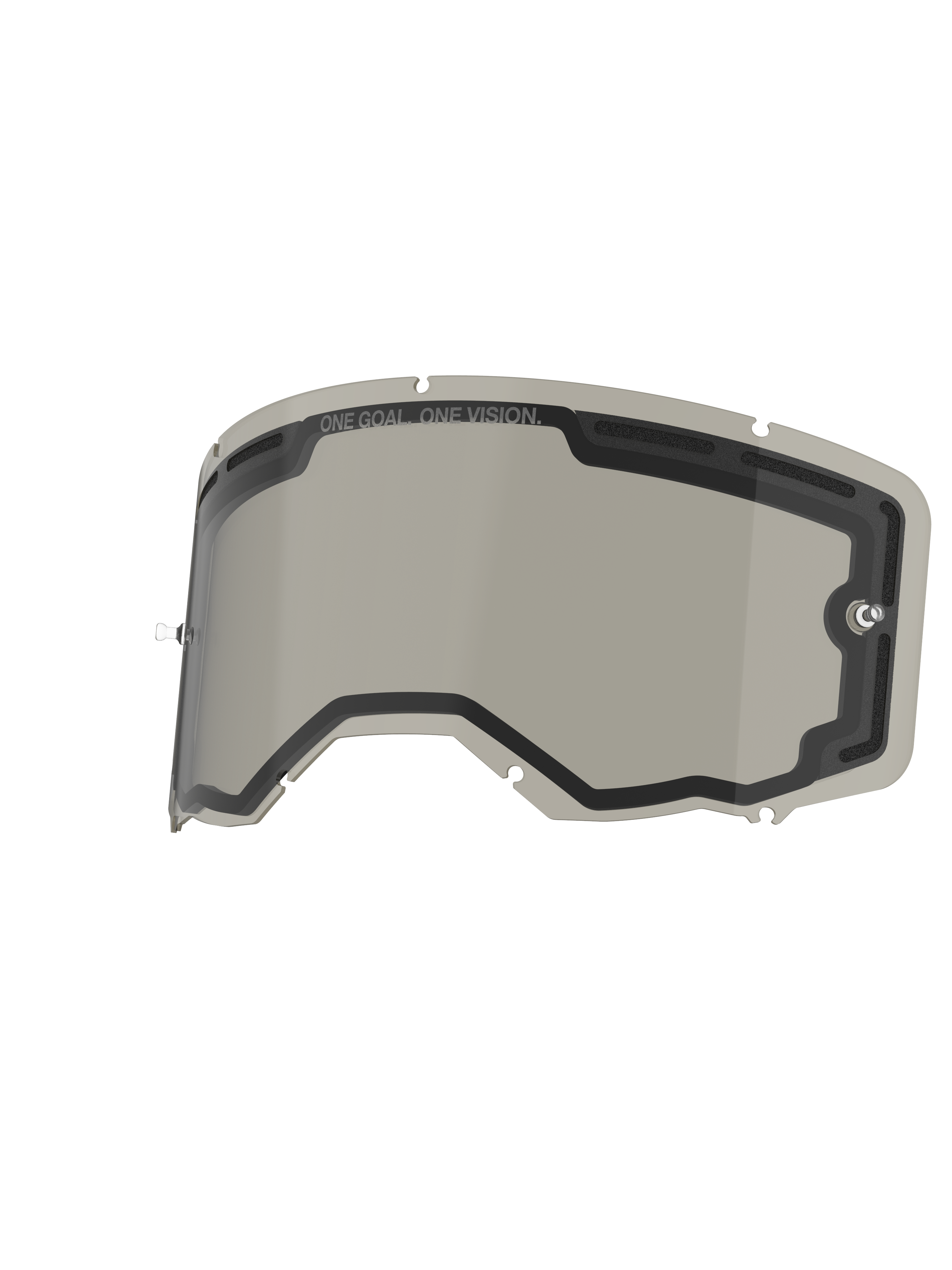 Alpinestars Vision 8-5-3 Dual Pane linse, røgfarvet, reservelinse til crossbriller med ventileret dobbeltlagskonstruktion, integrerede tear-off-poster og 'ONE GOAL. ONE VISION.'-branding, designet til motocross og off-road-kørsel