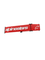 Alpinestars Supertech Goggles-rem, rød udskiftningsrem til motocross-briller, hvidt Alpinestars-logo og tekst, sorte justeringsclips, vævet elastisk stof