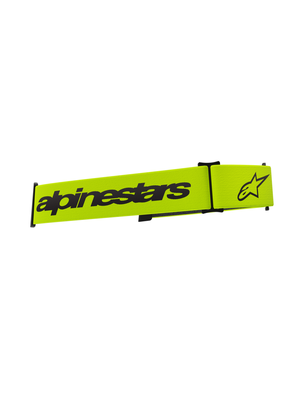 Alpinestars Supertech Goggles rem, tilbehør til motocross-briller, gul fluo og sort, med sort Alpinestars-ordmærke og stjernelogo, udskiftningsrem til off-road briller