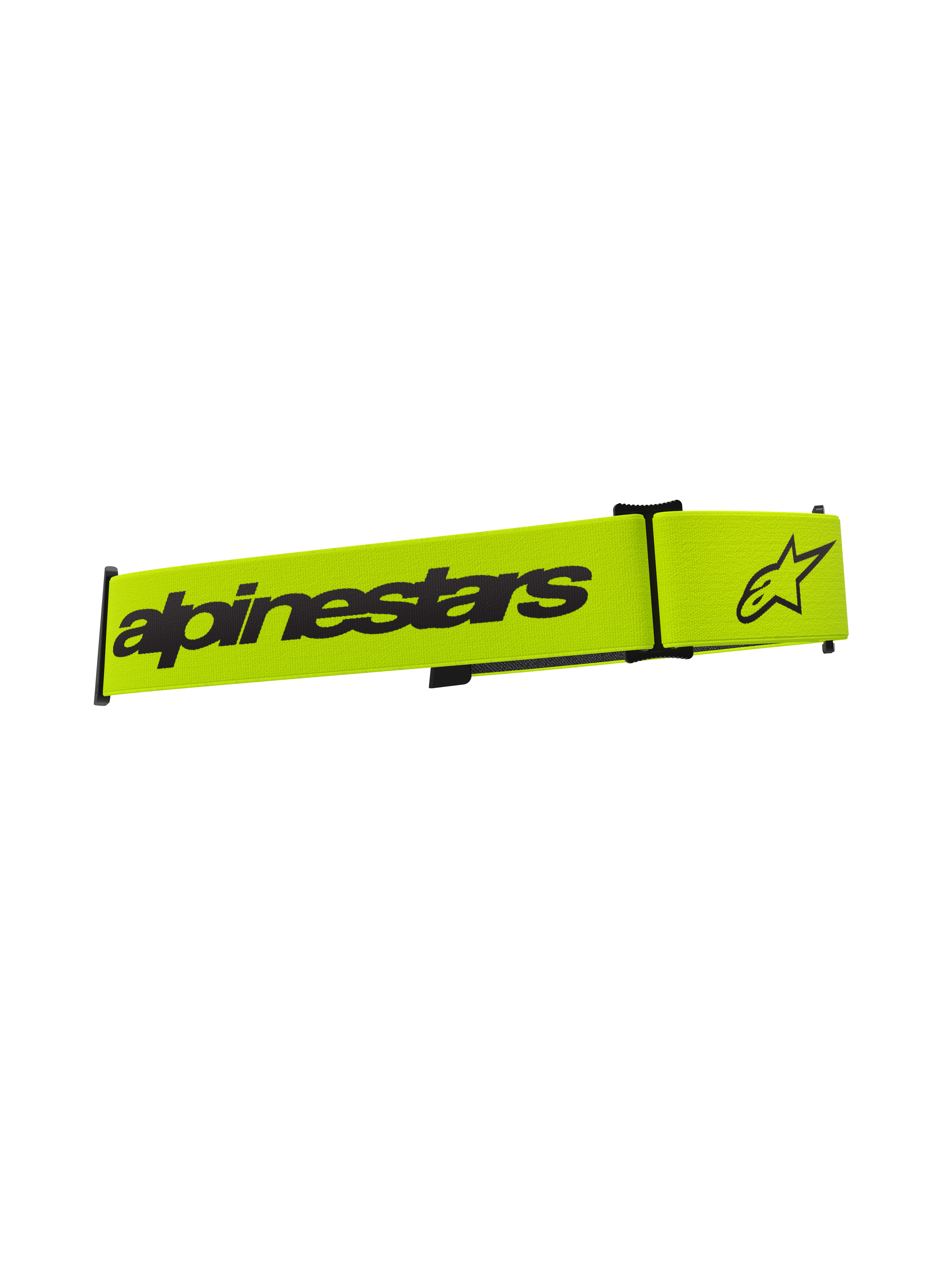 Alpinestars Supertech Goggles rem, tilbehør til motocross-briller, gul fluo og sort, med sort Alpinestars-ordmærke og stjernelogo, udskiftningsrem til off-road briller