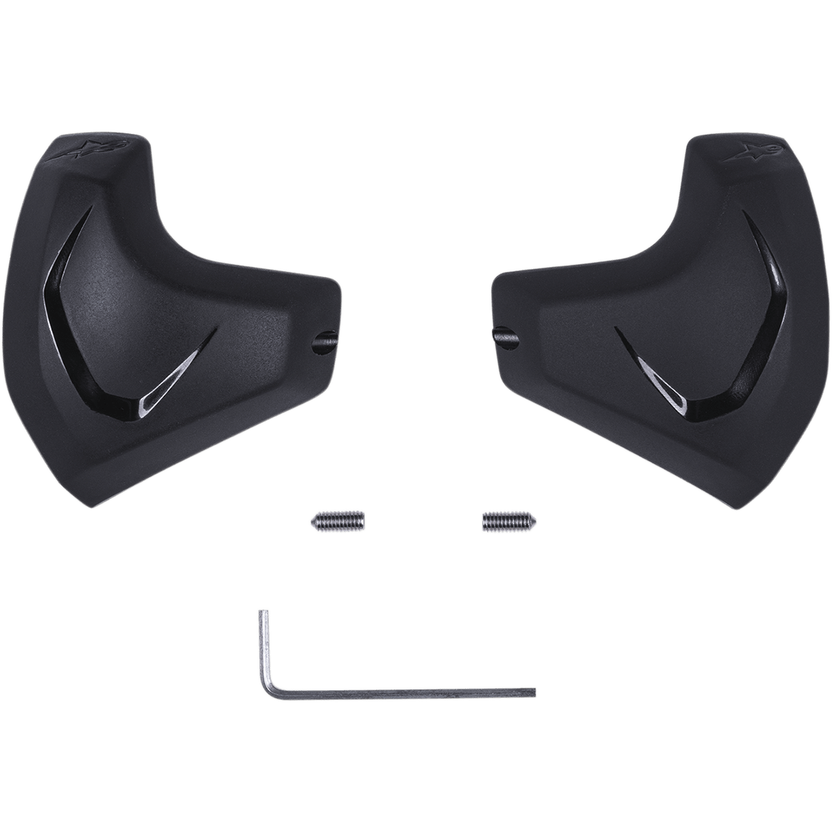 Alpinestars Elbow Sliders, sorte, albuebeskytter-indsatser til motorcykel, to anatomisk formede PU-sliders med blanke detaljer, inkluderer monteringsskruer og en unbrakonøgle, reservedele til racerlæderdragter