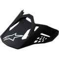 Alpinestars Supertech M10/M8 Visor, Motocross Helmet Replacement Peak, Matte Black finish, White A-star Logo, Aerodynamic Design with Ventilation Cutouts