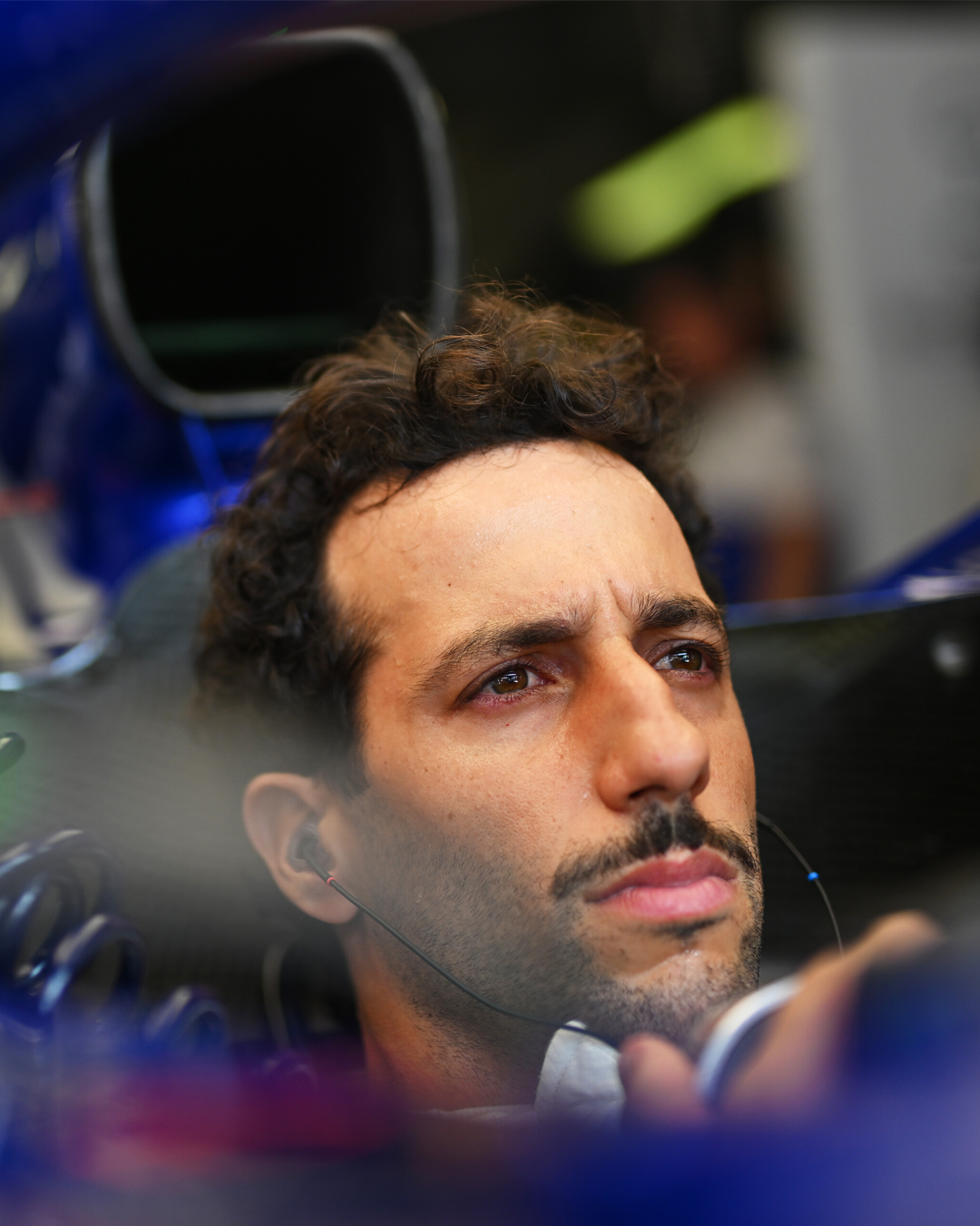 Daniel Ricciardo in his F1 car preparing to race