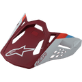 Alpinestars S-M8 hjelmvisir Contact, motorcykelhjelm visir, mat rød og lysegrå, hvidt stjernelogo, aerodynamisk design med geometriske udskæringer, røde og blå stribeaccenter