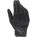 Alpinestars Copper handsker, sorte, urbane motorcykelhandsker, med åndbar mesh- og spandexkonstruktion, Alpinestars-navnetræk på pegefingeren, stjerne-logo på håndleddet, fleksible accordeon-paneler på fingrene