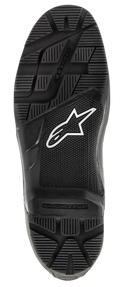 Alpinestars Tech 7 Enduro-sål, udskiftelig gummiydersål, sort med hvidt stjernelogo, robust slidmønster for greb i terræn, holdbar reservedel til motocross- og endurostøvler