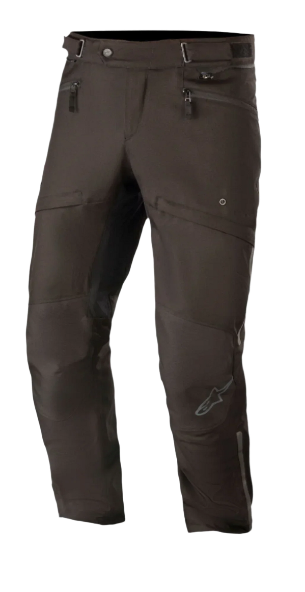 Alpinestars AST-1 V2 Waterproof Pants Short, sorte, vandtætte motorcykelbukser, touringbukser, vandtæt tekstilkonstruktion, lynlåslommer og justerbar talje, forbøjede ben med reflekterende logo