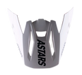 Alpinestars S-M5 Rayon Visor, Helmet Accessory, White Matte, featuring bold black ASTARS branding on the peak, aerodynamic ventilation cutouts, precision-molded plastic construction for SM5 motocross helmets