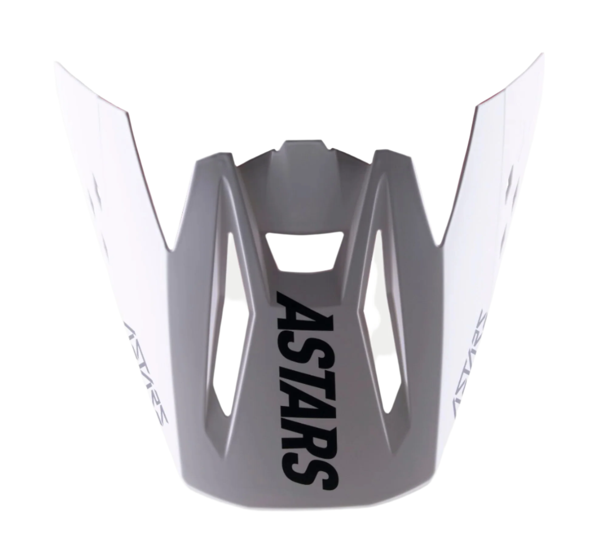 Alpinestars S-M5 Rayon Visir, hjelmtilbehør, mat hvid, med markant sort ASTARS-branding på skyggen, aerodynamiske ventilationsudskæringer, præcisionsstøbt plastkonstruktion til SM5-motocrosshjelme