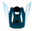 Alpinestars S-M5 Speed Helmet Visor, Motocross Helmet Accessory, Light Blue and Black Glossy, featuring black Alpinestars star logo and SM5 branding, aerodynamic design with glossy finish, durable plastic replacement peak for off-road racing