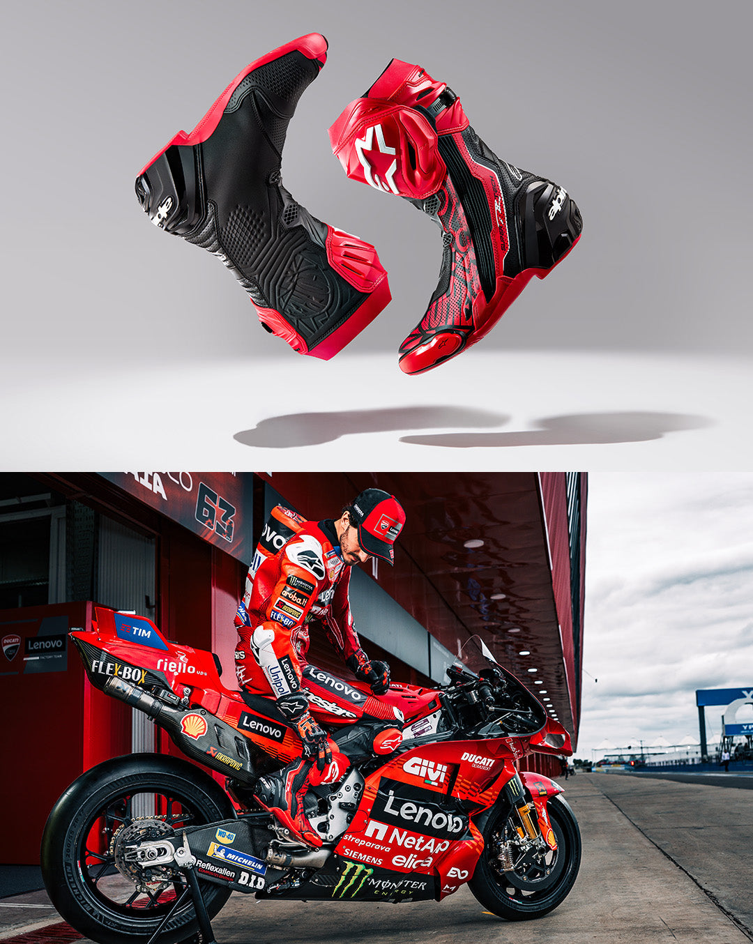 Supertech R LE Pecco Bagnaia Vented - Red Motorcycle Boots