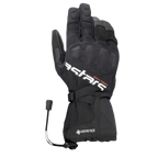 Alpinestars XT-5 GORE-TEX-handsker, sorte motorcykelhandsker, med hvidt Astars-branding og orange ADV-TECH-tekst, design med lang manchet og dækket knobeskyttelse, GORE-TEX-logo og chok-snorelukning, adventure touring-udstyr