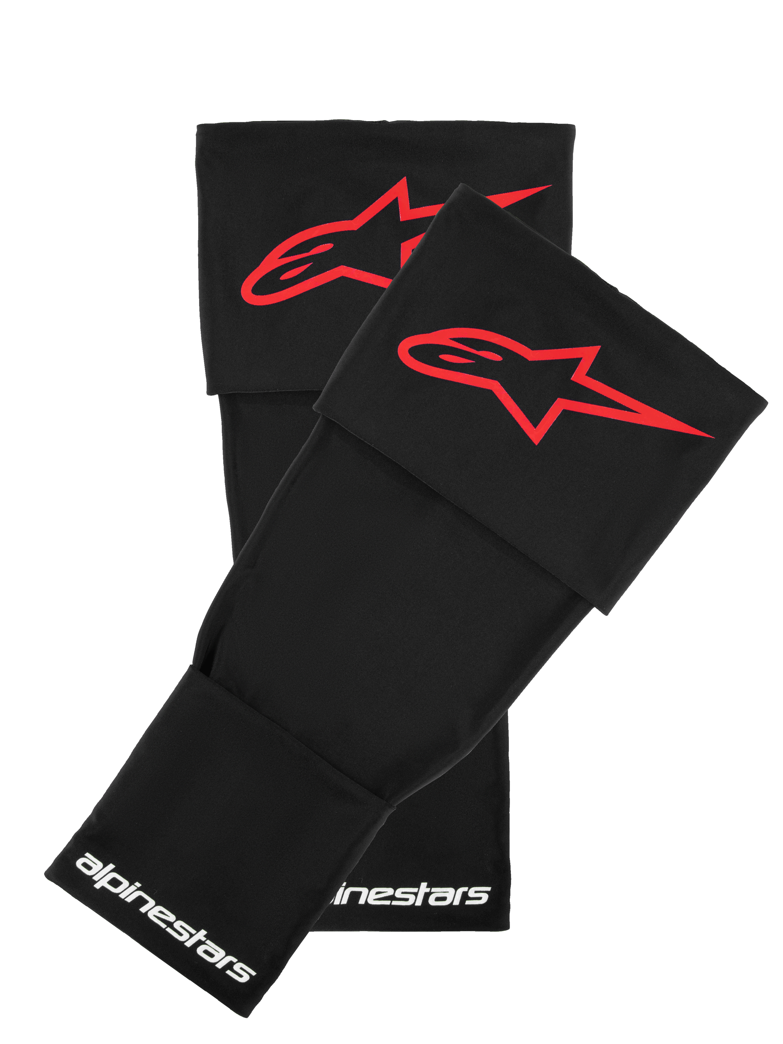 Alpinestars RK-S Knee Brace Sleeve, Black with Red Star Logo, Protective Motorcycle Gear Accessory, White Alpinestars Branding