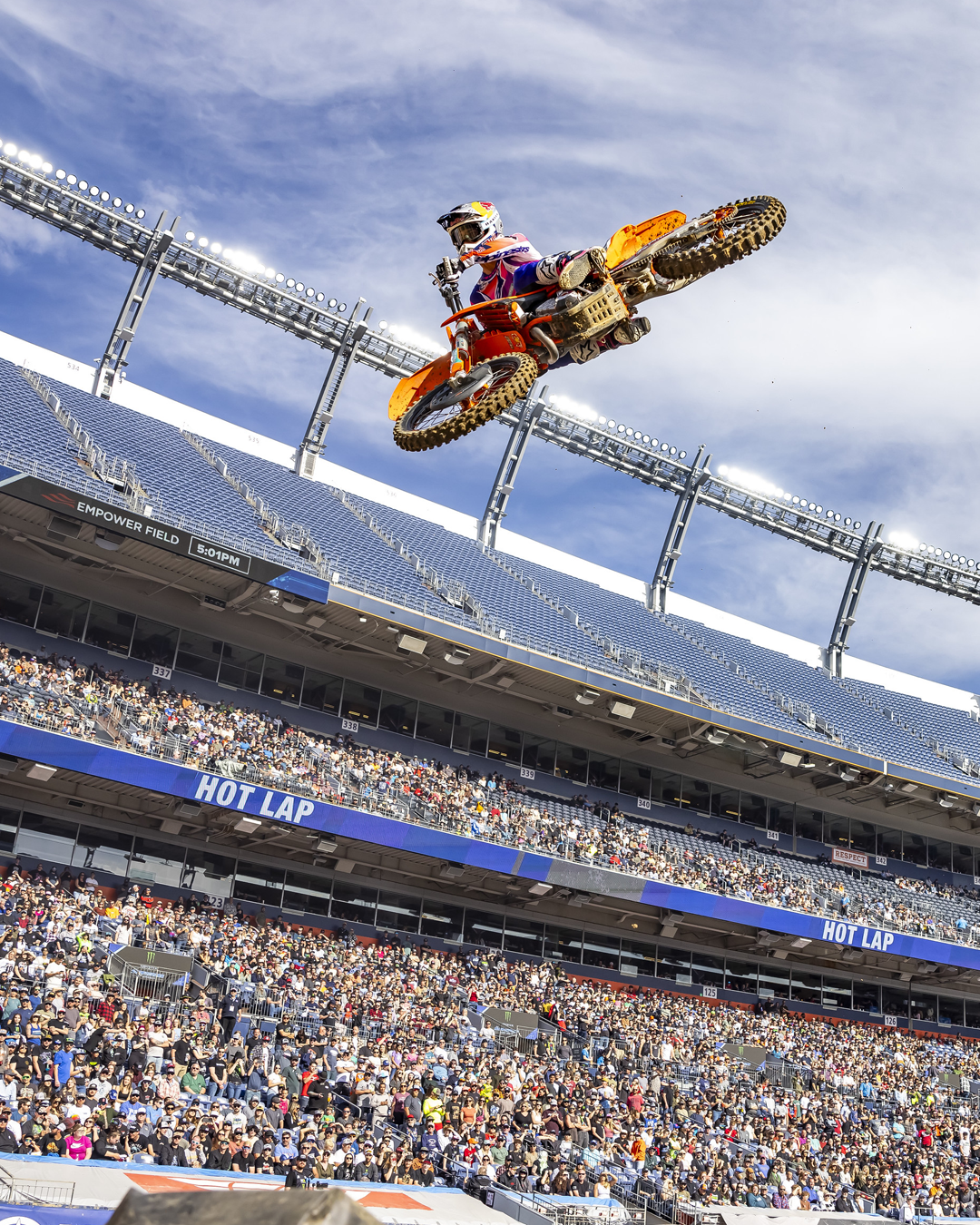 Chase Sexton jumping across the finish line