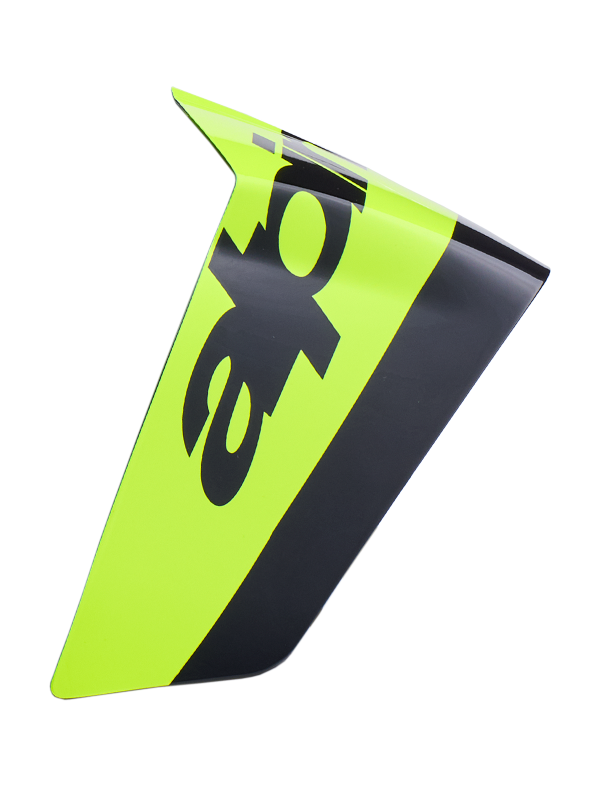 Alpinestars Supertech R10 Arius Race Spoiler, aerodynamisk spoiler til motorcykelhjelme, neongul og sort, blank finish med markant sort branding, reservedel til racerhjelme